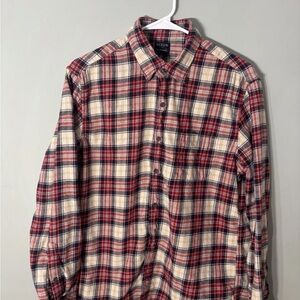 J. Crew Men's Red and Cream Plaid Shirt